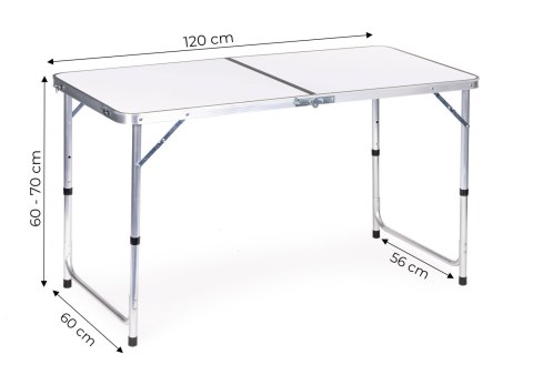STOLIK TURYSTYCZNY STÓŁ SKŁADANY KEMPING BIAŁY BLAT 120X60 CM MULTIGARDEN