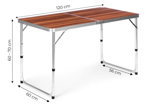STOLIK TURYSTYCZNY STÓŁ SKŁADANY KEMPING BRĄZOWY BLAT 120X60 CM MULTIGARDEN