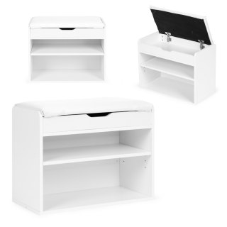 SZAFKA NA BUTY Z OTWIERANYM SIEDZISKIEM 2 PÓŁKI BIAŁA MODERNHOME