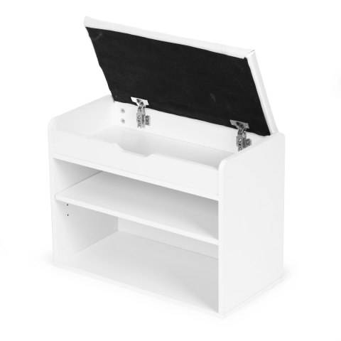 SZAFKA NA BUTY Z OTWIERANYM SIEDZISKIEM 2 PÓŁKI BIAŁA MODERNHOME