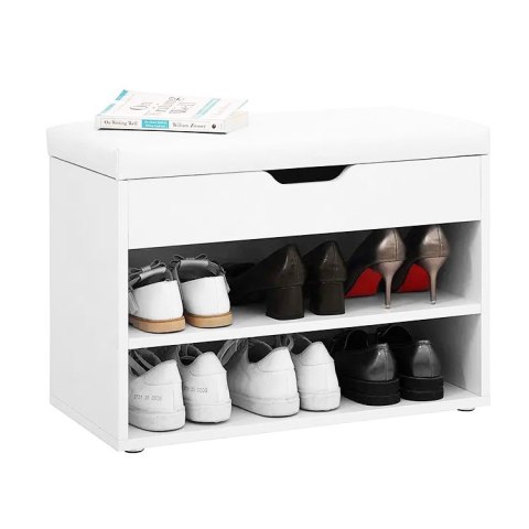 SZAFKA NA BUTY Z OTWIERANYM SIEDZISKIEM 2 PÓŁKI BIAŁA MODERNHOME