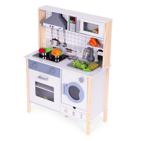 DREWNIANA KUCHNIA DLA DZIECI DŹWIĘKI LED PIEKARNIK PRALKA AKCESORIA KUCHENNE ECOTOYS