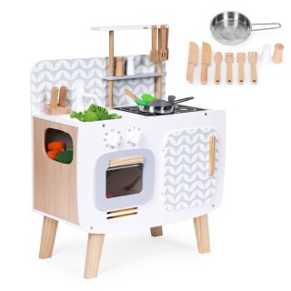DREWNIANA KUCHNIA DLA DZIECI RETRO PIEKARNIK PALNIKI ZLEW AKCESORIA KUCHENNE ECOTOYS
