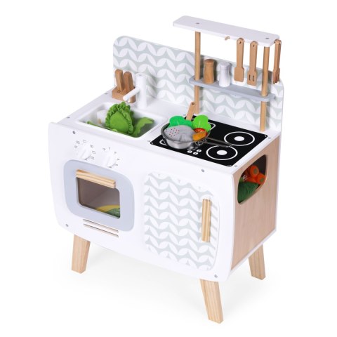 DREWNIANA KUCHNIA DLA DZIECI RETRO PIEKARNIK PALNIKI ZLEW AKCESORIA KUCHENNE ECOTOYS