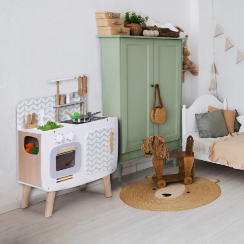 DREWNIANA KUCHNIA DLA DZIECI RETRO PIEKARNIK PALNIKI ZLEW AKCESORIA KUCHENNE ECOTOYS