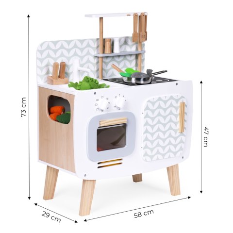 DREWNIANA KUCHNIA DLA DZIECI RETRO PIEKARNIK PALNIKI ZLEW AKCESORIA KUCHENNE ECOTOYS