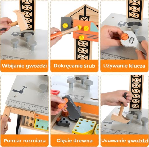 DREWNIANY WARSZTAT DLA DZIECI STÓŁ NARZĘDZIOWY ECOTOYS