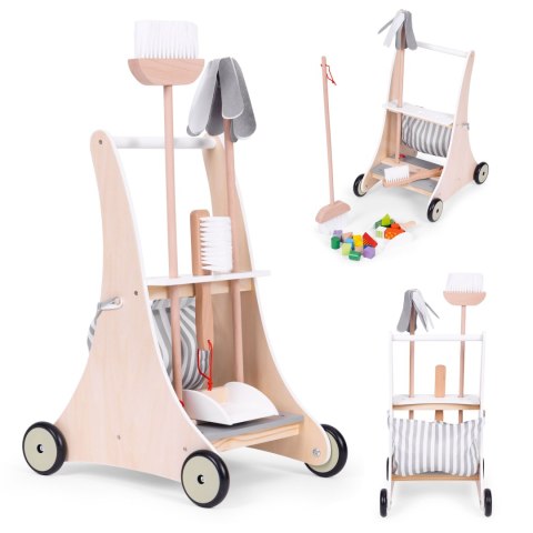 DREWNIANY ZESTAW DO SPRZĄTANIA WÓZEK ECOTOYS
