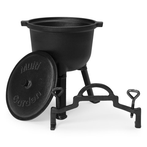 KOCIOŁEK ŻELIWNY STOJĄCY 5L GARNEK MYŚLIWSKI OGNISKO GRILL MULTIGARDEN