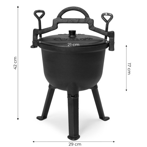KOCIOŁEK ŻELIWNY STOJĄCY 5L GARNEK MYŚLIWSKI OGNISKO GRILL MULTIGARDEN