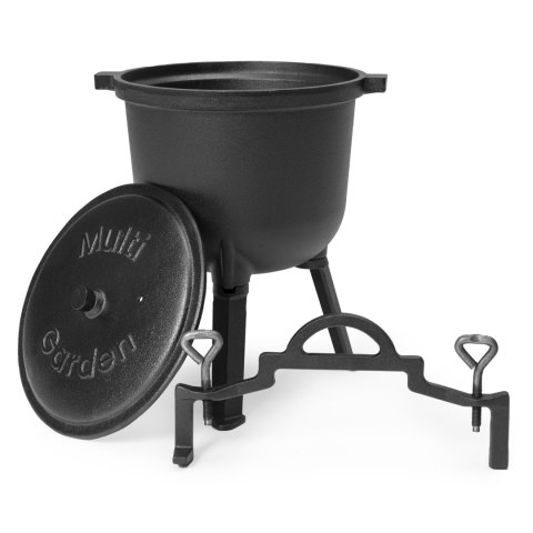KOCIOŁEK ŻELIWNY STOJĄCY 8L GARNEK MYŚLIWSKI OGNISKO GRILL MULTIGARDEN KOCIOŁEK ŻELIWNY STOJĄCY 8L GARNEK MYŚLIWSKI OGNISKO GRILL MULTIGARDEN