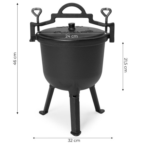 KOCIOŁEK ŻELIWNY STOJĄCY 8L GARNEK MYŚLIWSKI OGNISKO GRILL MULTIGARDEN KOCIOŁEK ŻELIWNY STOJĄCY 8L GARNEK MYŚLIWSKI OGNISKO GRILL MULTIGARDEN