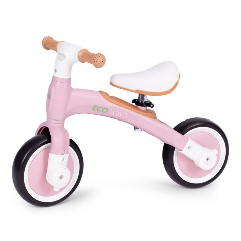 ROWER ROWEREK BIEGOWY Z PEDAŁAMI - TRENINGOWY KÓŁKA BOCZNE 3W1 RÓŻOWY ECOTOYS