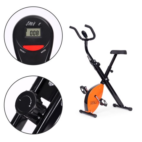 ROWEREK TRENINGOWY ROWER STACJONANRY FITNESS MECHANICZNY LICZNIK KOMPUTER PŁYNNA REGULACJA - POMARAŃCZOWY MODERNHOME