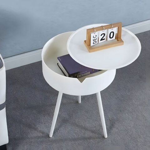 STOLIK NOCNY OKRĄGŁY STOLICZEK ZDEJMOWANY BLAT Z TWORZYWA - MODERNHOME