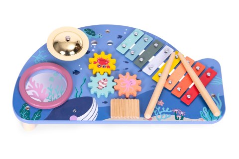 STOLIK Z INSTRUMENTAMI STÓŁ MUZYCZNY CYMBAŁKI TALERZ PERKUSYJNY TARKA MOTYW MORSKI ECOTOYS