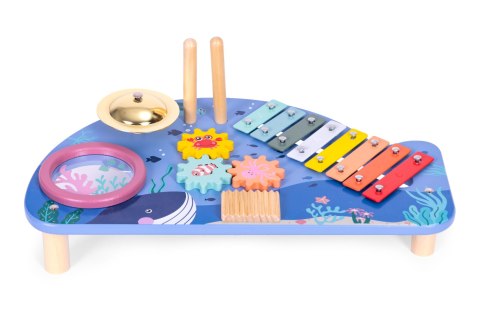 STOLIK Z INSTRUMENTAMI STÓŁ MUZYCZNY CYMBAŁKI TALERZ PERKUSYJNY TARKA MOTYW MORSKI ECOTOYS