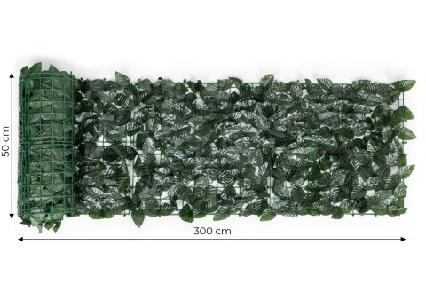 SZTUCZNY BLUSZCZ ŻYWOPŁOT 300X50 CM ZIELONA OSŁONA NA BALKON MASKUJĄCA