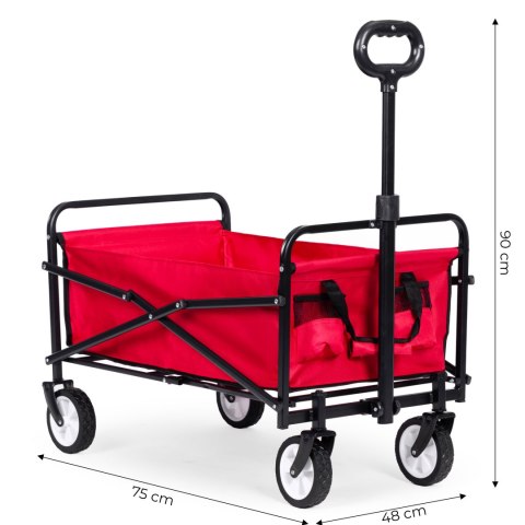 WÓZEK PLAŻOWY TRANSPORTOWY OGRODOWY SKŁADANY CZERWONY 48X90 CM MULTIGARDEN