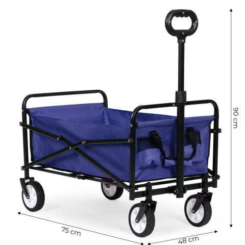 WÓZEK PLAŻOWY TRANSPORTOWY OGRODOWY SKŁADANY NIEBIESKI 48X90 CM MULTIGARDEN
