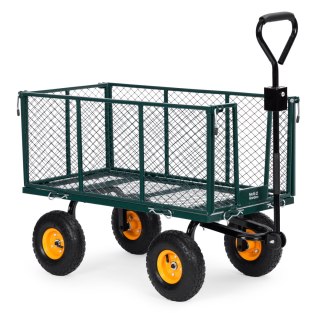 WÓZEK TRANSPORTOWY OGRODOWY 400 KG DO TRAKTORKA OTWIERANE BURTY DUŻE POMPOWANE KOŁA MULTIGARDEN