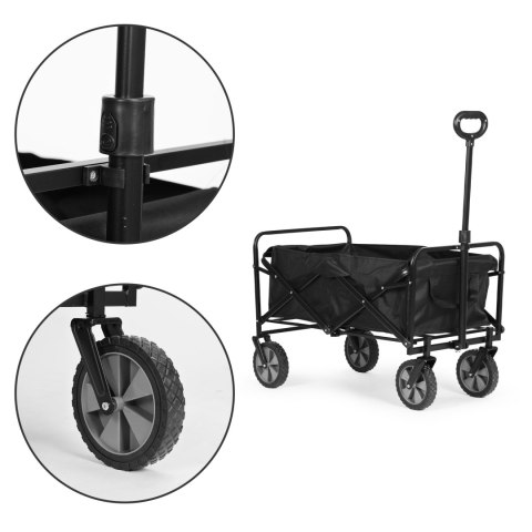 WÓZEK TRANSPORTOWY SKŁADANY DUŻY WÓZEK OGRODOWY PLAŻOWY CZARNY 47X105 CM MULTIGARDEN
