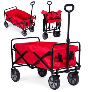 WÓZEK TRANSPORTOWY SKŁADANY DUŻY WÓZEK OGRODOWY PLAŻOWY CZERWONY 47X105 CM MULTIGARDEN