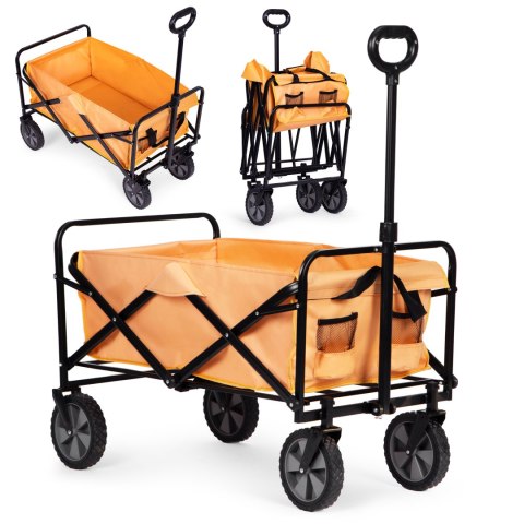 WÓZEK TRANSPORTOWY SKŁADANY DUŻY WÓZEK OGRODOWY PLAŻOWY POMARAŃCZOWY 47X105 CM MULTIGARDEN