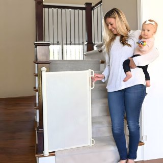 BRAMKA BARIERKA ROLETA 180 CM OCHRONNA ZABEZPIECZAJĄCA NA SCHODY I DRZWI - BEŻOWA ECOTOYS