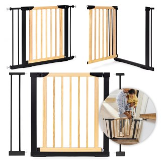 BRAMKA BARIERKA ZABEZPIECZAJĄCA 74-100 CM NA SCHODY I DRZWI METAL DREWNO DODATKOWE PANELE