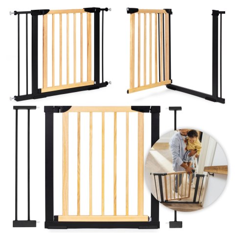 BRAMKA BARIERKA ZABEZPIECZAJĄCA 74-100 CM NA SCHODY I DRZWI METAL DREWNO DODATKOWE PANELE
