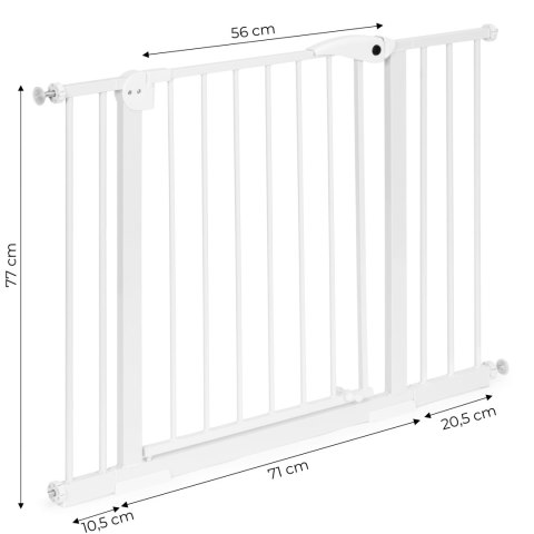 BRAMKA BARIERKA ZABEZPIECZAJĄCA 74-105 CM NA SCHODY I DRZWI STAL DODATKOWE PANELE BIAŁA ECOTOYS