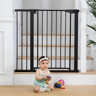 BRAMKA BARIERKA ZABEZPIECZAJĄCA 74-105 CM NA SCHODY I DRZWI STAL DODATKOWE PANELE CZARNA ECOTOYS