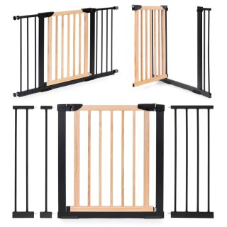 BRAMKA BARIERKA ZABEZPIECZAJĄCA 74-130 CM NA SCHODY I DRZWI METAL DREWNO DODATKOWE PANELE