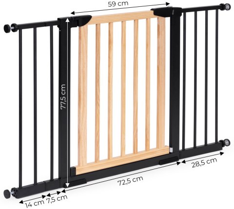 BRAMKA BARIERKA ZABEZPIECZAJĄCA 74-130 CM NA SCHODY I DRZWI METAL DREWNO DODATKOWE PANELE