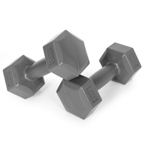 HANTLE SZEŚCIOKĄTNE ZESTAW 2X1 KG CIĘŻARKI DO ĆWICZEŃ OBCIĄŻNIKI FITNESS SZARE MODERNHOME