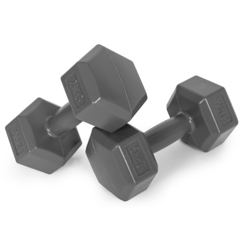 HANTLE SZEŚCIOKĄTNE ZESTAW 2X2 KG CIĘŻARKI DO ĆWICZEŃ OBCIĄŻNIKI FITNESS SZARE MODERNHOME