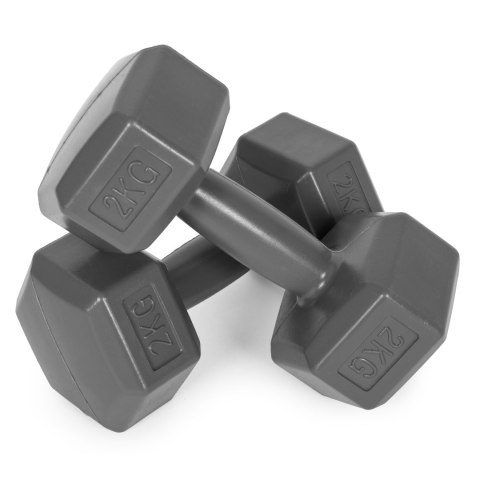 HANTLE SZEŚCIOKĄTNE ZESTAW 2X2 KG CIĘŻARKI DO ĆWICZEŃ OBCIĄŻNIKI FITNESS SZARE MODERNHOME