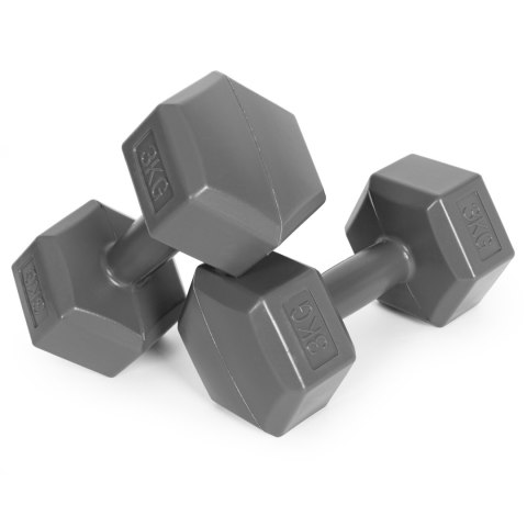 HANTLE SZEŚCIOKĄTNE ZESTAW 2X3 KG CIĘŻARKI DO ĆWICZEŃ OBCIĄŻNIKI FITNESS SZARE MODERNHOME
