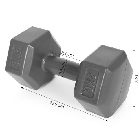 HANTLE SZEŚCIOKĄTNE ZESTAW 2X3 KG CIĘŻARKI DO ĆWICZEŃ OBCIĄŻNIKI FITNESS SZARE MODERNHOME