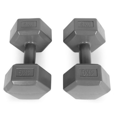 HANTLE SZEŚCIOKĄTNE ZESTAW 2X4 KG CIĘŻARKI DO ĆWICZEŃ OBCIĄŻNIKI FITNESS SZARE MODERNHOME