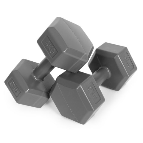 HANTLE SZEŚCIOKĄTNE ZESTAW 2X4 KG CIĘŻARKI DO ĆWICZEŃ OBCIĄŻNIKI FITNESS SZARE MODERNHOME