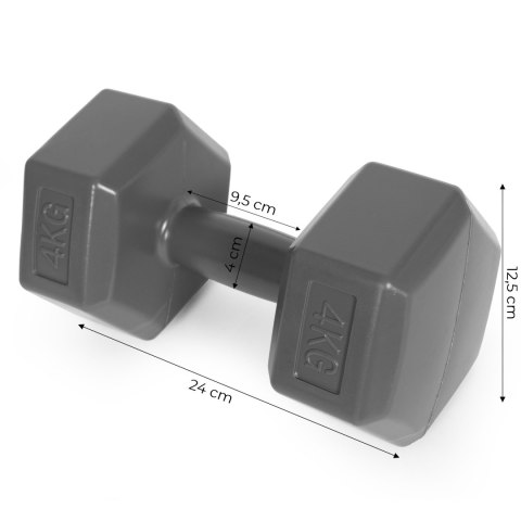 HANTLE SZEŚCIOKĄTNE ZESTAW 2X4 KG CIĘŻARKI DO ĆWICZEŃ OBCIĄŻNIKI FITNESS SZARE MODERNHOME