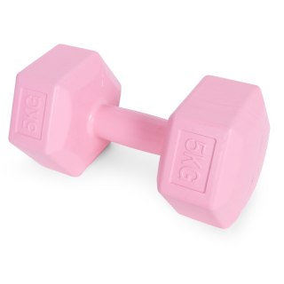 HANTLE SZEŚCIOKĄTNE ZESTAW 2X5 KG CIĘŻARKI DO ĆWICZEŃ OBCIĄŻNIKI FITNESS RÓŻOWE MODERNHOME