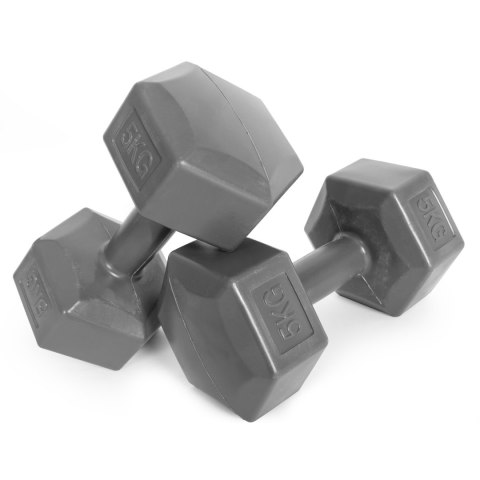 HANTLE SZEŚCIOKĄTNE ZESTAW 2X5 KG CIĘŻARKI DO ĆWICZEŃ OBCIĄŻNIKI FITNESS SZARE MODERNHOME