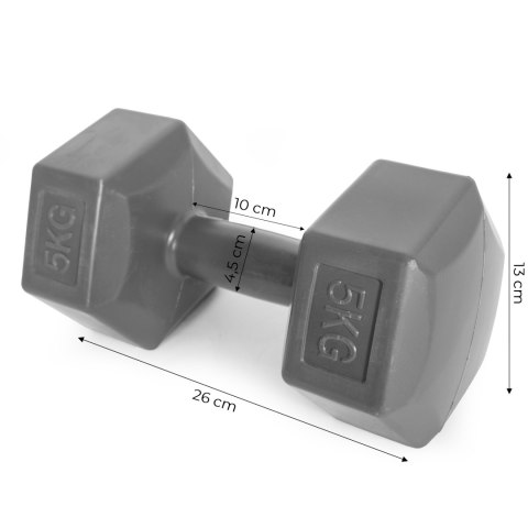 HANTLE SZEŚCIOKĄTNE ZESTAW 2X5 KG CIĘŻARKI DO ĆWICZEŃ OBCIĄŻNIKI FITNESS SZARE MODERNHOME