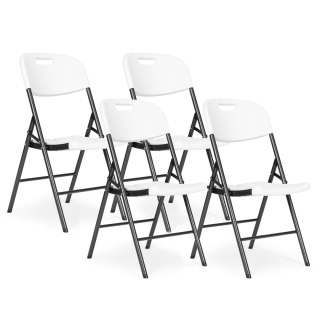KOMPLET 4 KRZESEŁ SKŁADANYCH ZESTAW CATERINGOWY METAL HDPE BIAŁE MODERNHOME