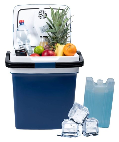 LODÓWKA TURYSTYCZNA PRZENOŚNA SAMOCHODOWA 29L 220-240V DC12V FUNKCJA GRZANIA WKŁAD GRATIS NIEBIESKA
