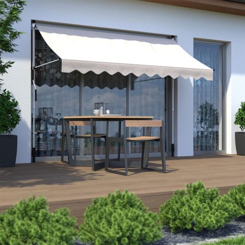 MARKIZA PRZECIWSŁONECZNA BALKONOWA 300X120 CM REGULACJA WYSOKOŚCI WODOODPORNA KORBKA RĘCZNA BEŻOWA MULTIGARDEN