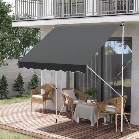 MARKIZA PRZECIWSŁONECZNA BALKONOWA 300X120 CM REGULACJA WYSOKOŚCI WODOODPORNA KORBKA RĘCZNA SZARA MULTIGARDEN